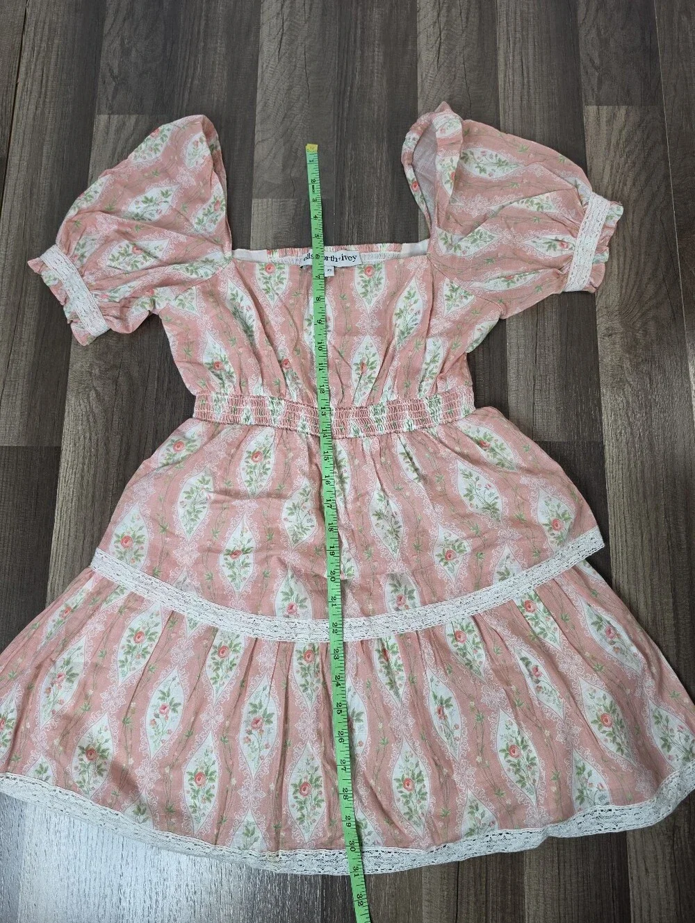 Ellsworth + Ivey Pink Floral Lace Babydoll Mini Dress Romantic Fairycore. XS
